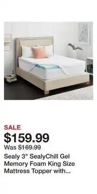 BJ’s Sealy 3 sealychill gel memory foam king size mattress topper with cover offer