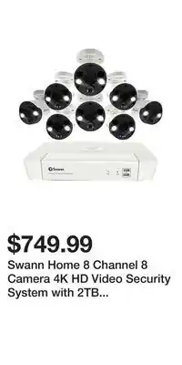 BJ’s Swann home 8 channel 8 camera 4k hd video security system with 2tb hdd, poe cat5e nvr and color night vision offer
