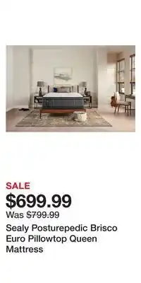 BJ’s Sealy posturepedic brisco euro pillowtop queen mattress offer