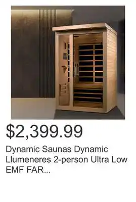 Costco Dynamic saunas dynamic llumeneres 2-person ultra low emf far infrared sauna offer