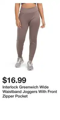 TJ Maxx Interlock greenwich wide waistband joggers with front zipper pocket offer