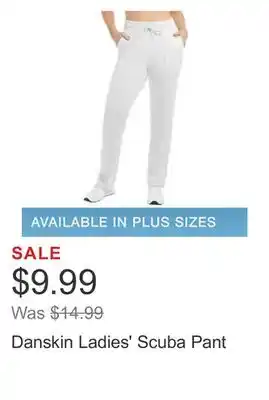 Costco Danskin ladies' scuba pant offer