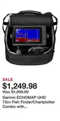 Cabela's Garmin echomap uhd 73cv fish finder/chartplotter combo with panoptix ps22 transducer ice-fishing bundle offer