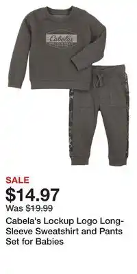 Cabela's Cabela's lockup logo long-sleeve sweatshirt and pants set for babies offer
