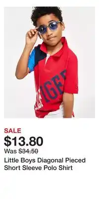 Macy's Little boys diagonal pieced short sleeve polo shirt offer