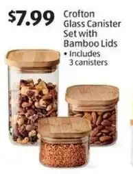 Aldi Crofton Glass Canister Set with Bamboo Lids offer