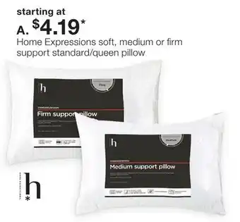 JC Penney Home expressions soft, medium or firm support standard/queen pillow offer