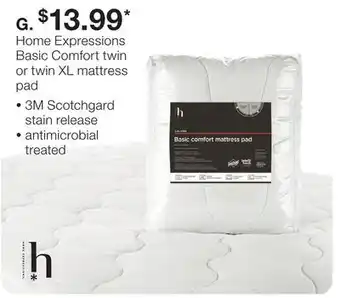 JC Penney Home expressions basic comfort twin or twin xl mattress pad offer