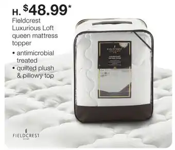 JC Penney Fieldcrest luxurious loft queen mattress topper offer