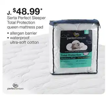 JC Penney Serta perfect sleeper total protection queen mattress pad offer