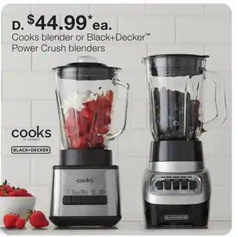 JC Penney Cooks blender or black + decker power crush blenders offer