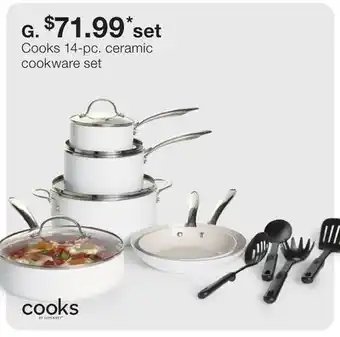 JC Penney Cooks 14-pc. ceramic cookware set offer