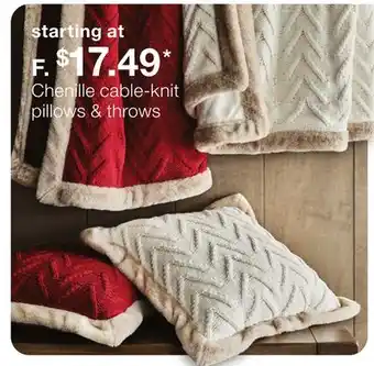 JC Penney Chenille cable-knit pillows & throws offer
