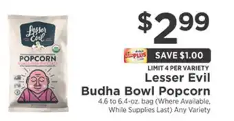 ShopRite Lesser evil budha bowl popcorn offer