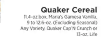 ShopRite Quaker cereal offer