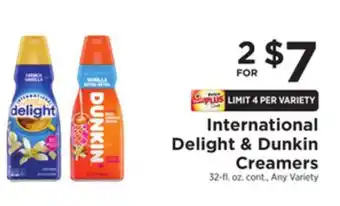 ShopRite International delight & dunkin creamers offer