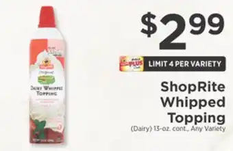 ShopRite Whipped topping offer