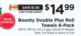 ShopRite Double plus roll towels 6-pack offer