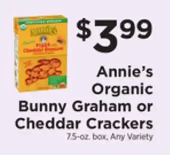 ShopRite Annie's organic bunny graham or cheddar crackers offer