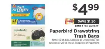 ShopRite Drawstring trash bags offer