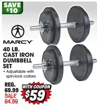 Big 5 Marcy 40-lb. adjustable cast iron dumbbell set offer