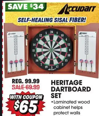 Big 5 Accudart heritage dartboard and cabinet set offer