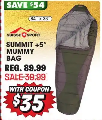 Big 5 Suisse sport summit +5° mummy bag offer