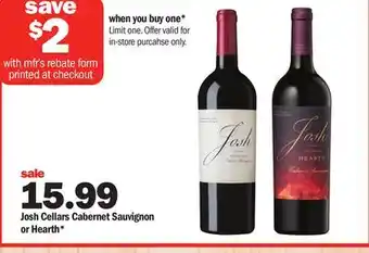 Meijer Josh cellars cabernet sauvignon or hearth offer