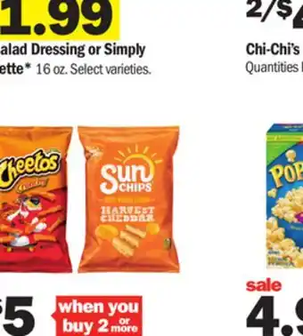 Meijer Cheetos 6.5-8.5 oz., sunchips 7 oz. or fritos* 9.25 oz offer
