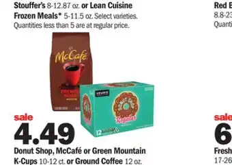 Meijer Donut shop, mccafé or green mountain k-cups 10-12 ct. or ground coffee 12 oz offer
