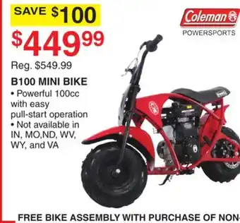 Dunham's Sports Coleman b100 mini bike offer