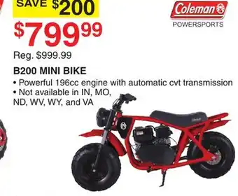 Dunham's Sports Coleman b200 mini bike offer