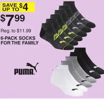Dunham's Sports Puma 6-pack socks for the family offer