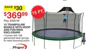 Dunham's Sports Prapel 15' trampoline bundle with hoop and fun-ring enclosure offer