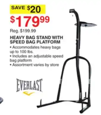 Dunham's Sports Everlast heavy bag stand with speed bag platform offer