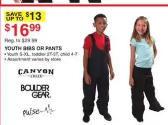 Dunham's Sports Canyon youth bibs or pants offer