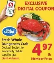 Safeway Fresh Whole Dungeness Crab offer
