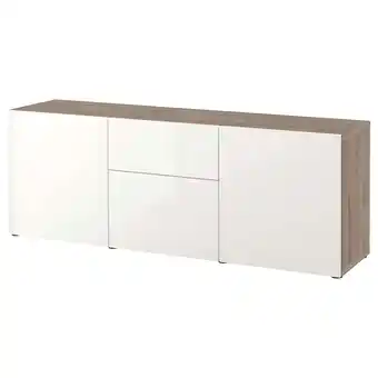 Ikea Bestå storage combination with drawers, walnut effect light gray/selsviken high-gloss/white, 70 7/8x16 1/2x25 5/8 offer