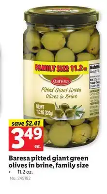 Lidl Baresa pitted giant green olives in brine, family size offer