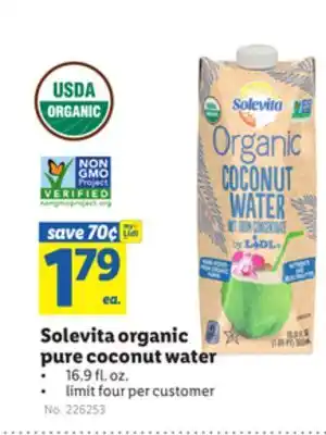 Lidl Solevita organic pure coconut water offer