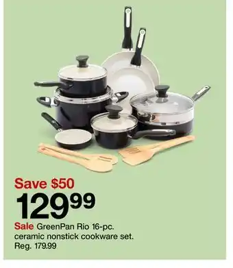 Target Greenpan rio 16-pc. ceramic nonstick cookware set offer