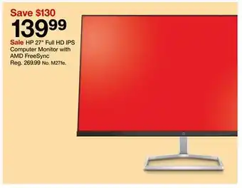 Target Hp 27 full hd ips computer monitor with amd freesync offer