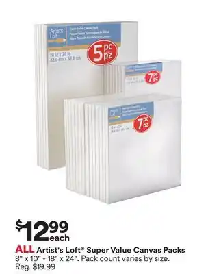 Michaels All artist's loft super value canvas packs offer