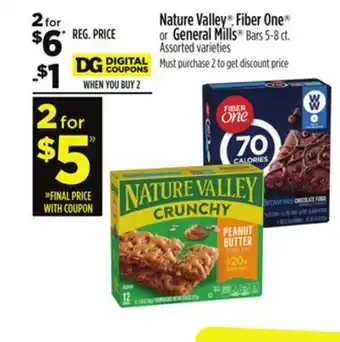 Dollar General Nature valley , fiber one or general mills bars offer
