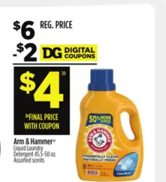 Dollar General Arm & hammer liquid laundry detergent offer