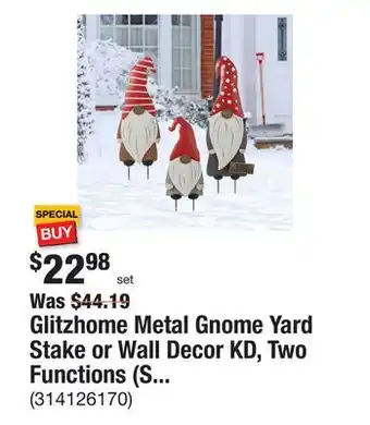The Home Depot Glitzhome metal gnome yard stake or wall decor kd, two functions (set of 3) offer