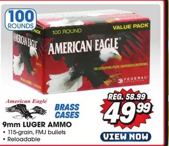 Big 5 Federal american eagle 9mm luger 100-round value pack offer