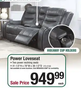 Menards Power loveseat offer