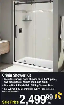 Menards Origin shower kit offer