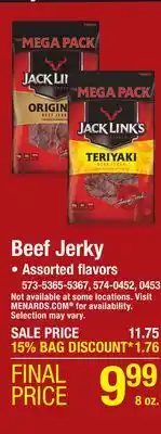 Menards Beef jerky offer